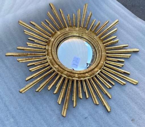 1950/70 ‘Convex Sun Mirror, Golden Wood – Diameter 69 cm - Image 7
