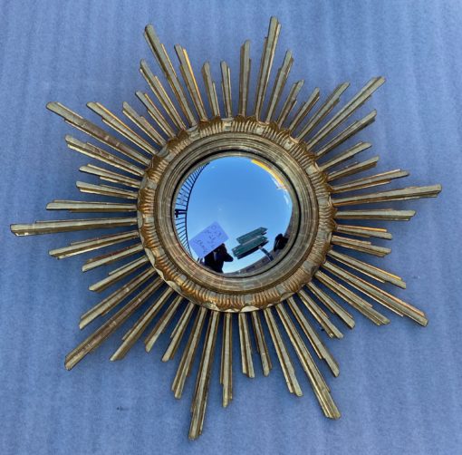 1950/70 ‘Convex Sun Mirror, Golden Wood – Diameter 69 cm