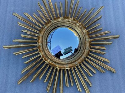 1950/70 ‘Convex Sun Mirror, Golden Wood – Diameter 69 cm