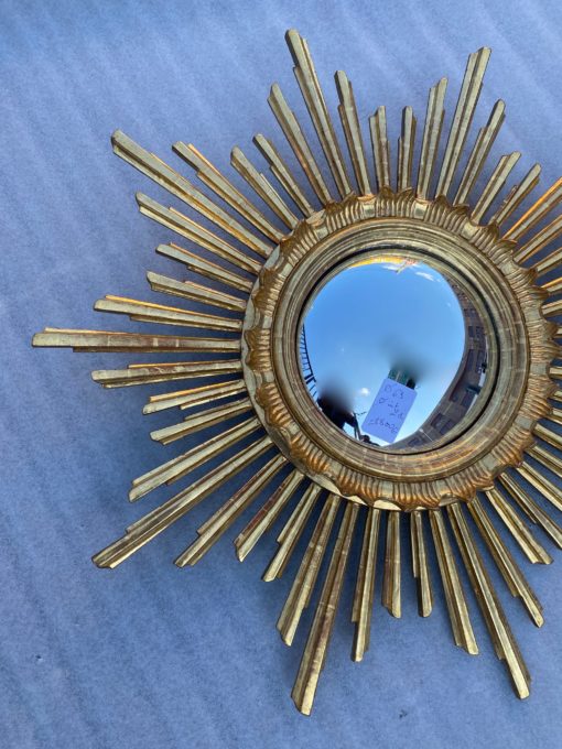 1950/70 ‘Convex Sun Mirror, Golden Wood – Diameter 69 cm - Image 6