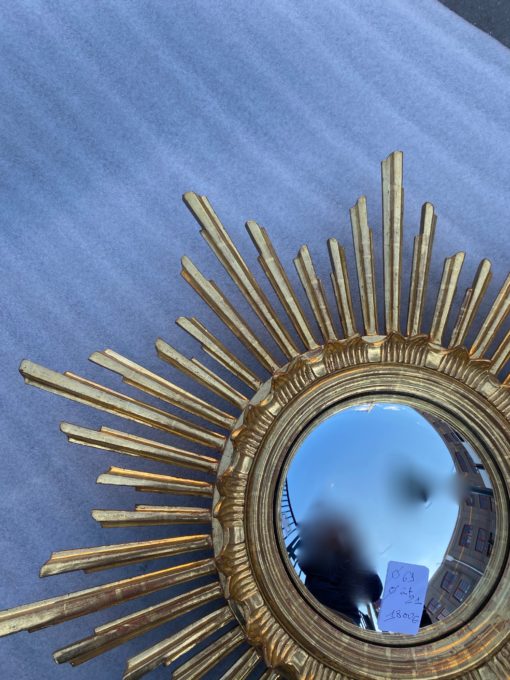 1950/70 ‘Convex Sun Mirror, Golden Wood – Diameter 69 cm - Image 5