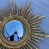 1950/70 ‘ Miroir soleil Convexe, Bois Doré – Diamètre 69 cm – Image 4