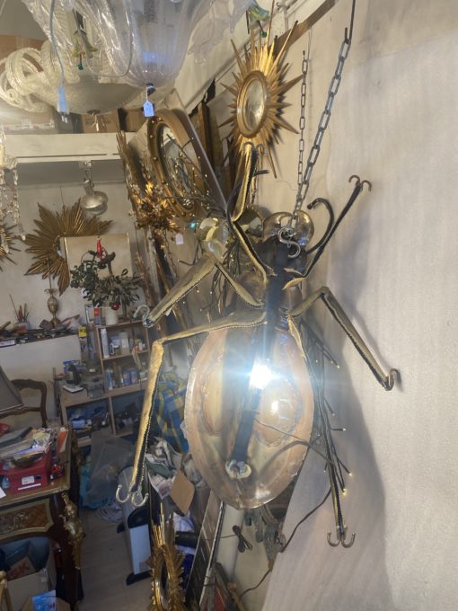 1970′ Coffee Table Or DLG Enlightening Scarab Wall Lamp by Duval Brasseur or Isabelle Faure For Honoré de Paris 90 X 63 cm - Image 13