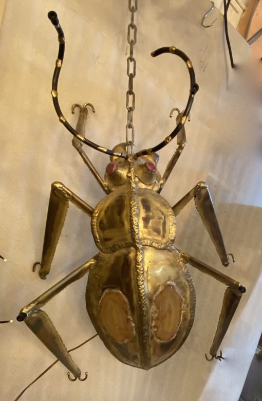 1970′ Coffee Table Or DLG Enlightening Scarab Wall Lamp by Duval Brasseur or Isabelle Faure For Honoré de Paris 90 X 63 cm - Image 11