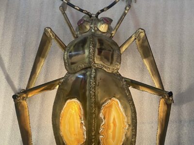 1970′ Coffee Table Or DLG Enlightening Scarab Wall Lamp by Duval Brasseur or Isabelle Faure For Honoré de Paris 90 X 63 cm