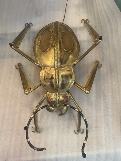 1970′ Coffee Table Or DLG Enlightening Scarab Wall Lamp by Duval Brasseur or Isabelle Faure For Honoré de Paris 90 X 63 cm - Image 3