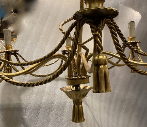 1950-70′ Pair of Golden Iron Chandeliers DLG Maison Bagués Decor Trimmings - Image 10