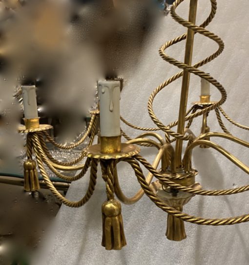 1950-70′ Pair of Golden Iron Chandeliers DLG Maison Bagués Decor Trimmings - Image 8