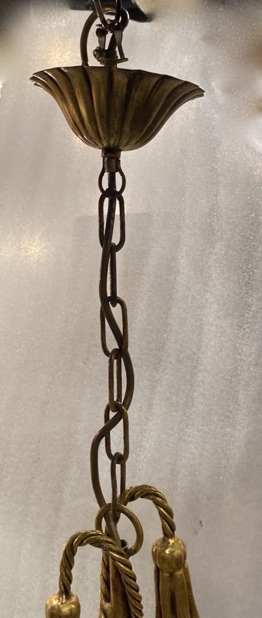 1950-70′ Pair of Golden Iron Chandeliers DLG Maison Bagués Decor Trimmings - Image 5