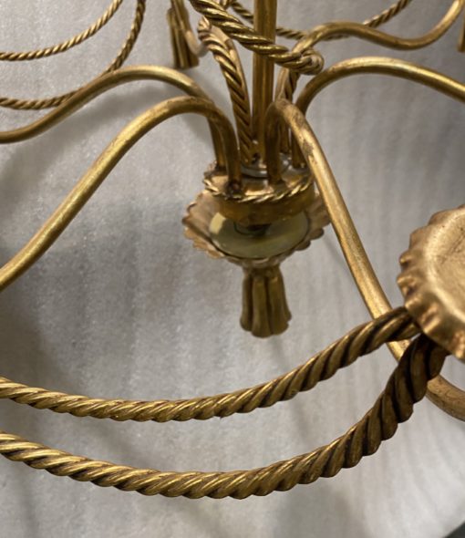 1950-70′ Pair of Golden Iron Chandeliers DLG Maison Bagués Decor Trimmings - Image 4