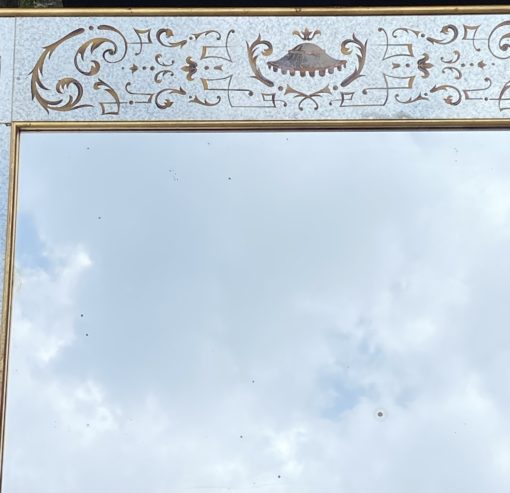 1960/70 Horizontal Eglomized Mirror For Chinese Musicians Decor And Gold Leaf Frame DLG Pansard 120 X H 90 cm - Image 8