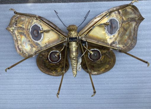 1970′ Illuminating Butterfly Coffee Table DLG Brown Agates by Duval Brasseur or Isabelle Faure Or Fernandez For Honoré de Paris 110 X 63 cm - Image 4