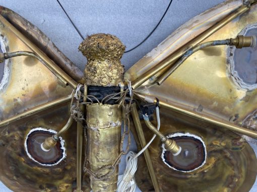1970′ Illuminating Butterfly Coffee Table DLG Brown Agates by Duval Brasseur or Isabelle Faure Or Fernandez For Honoré de Paris 110 X 63 cm - Image 3