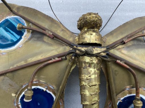 1970′ Illuminating Butterfly Coffee Table DLG Blue Agates by Duval Brasseur or Isabelle Faure Or Fernandez For Honoré de Paris 110 X 63 cm - Image 2