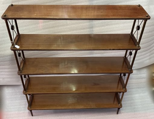 1970′ Shelf With 5 Levels In Brass And Mahogany DLG Maison Jansen H 122 X 22 X 100 cm Wide