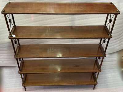 1970′ Shelf With 5 Levels In Brass And Mahogany DLG Maison Jansen H 122 X 22 X 100 cm Wide