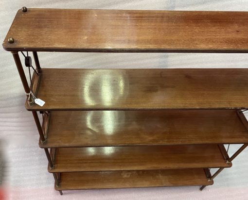 1970′ Shelf With 5 Levels In Brass And Mahogany DLG Maison Jansen H 122 X 22 X 100 cm Wide - Image 2