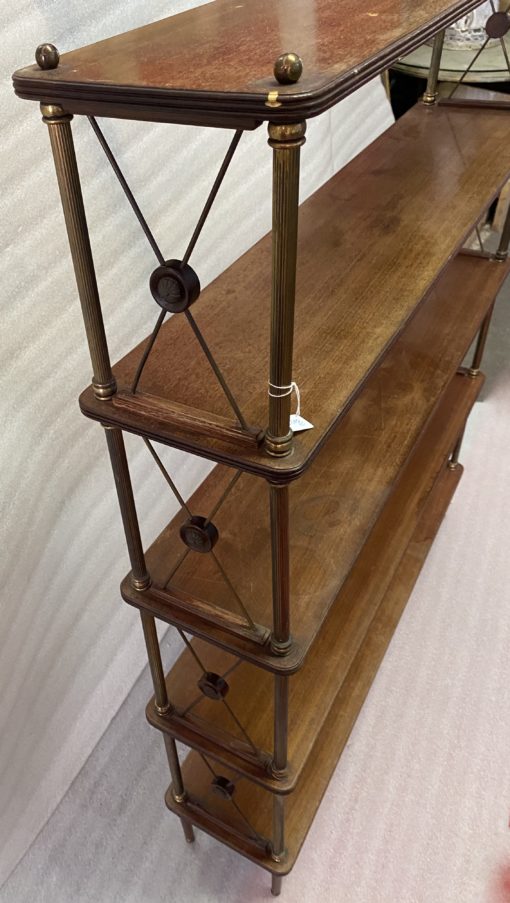 1970′ Shelf With 5 Levels In Brass And Mahogany DLG Maison Jansen H 122 X 22 X 100 cm Wide - Image 3