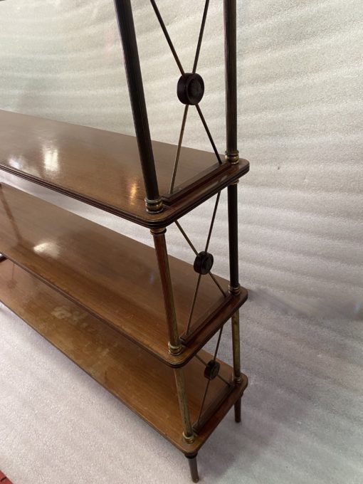 1970′ Shelf With 5 Levels In Brass And Mahogany DLG Maison Jansen H 122 X 22 X 100 cm Wide - Image 5