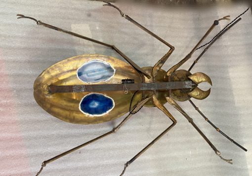 1970′ Coffee Table Or  Enlightening Scarab Wall Lamp With Blues Agates DLG Duval Brasseur or Isabelle Faure For Honoré de Paris 100 X 72cm - Image 9