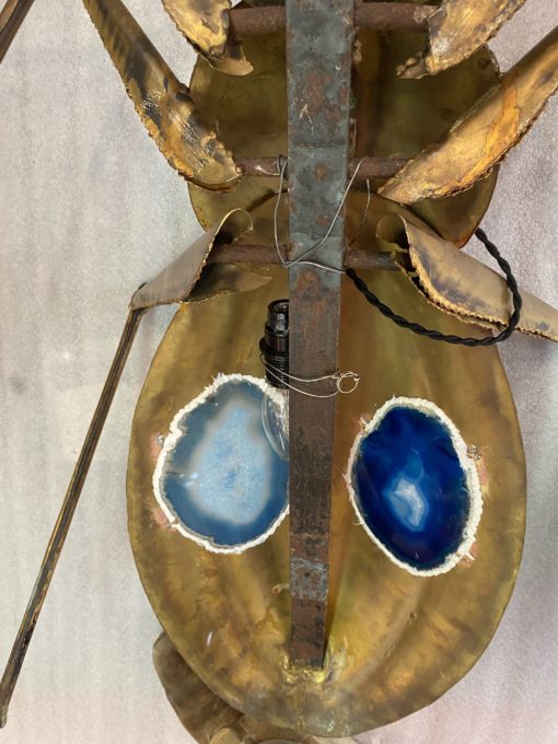 1970′ Coffee Table Or  Enlightening Scarab Wall Lamp With Blues Agates DLG Duval Brasseur or Isabelle Faure For Honoré de Paris 100 X 72cm - Image 11