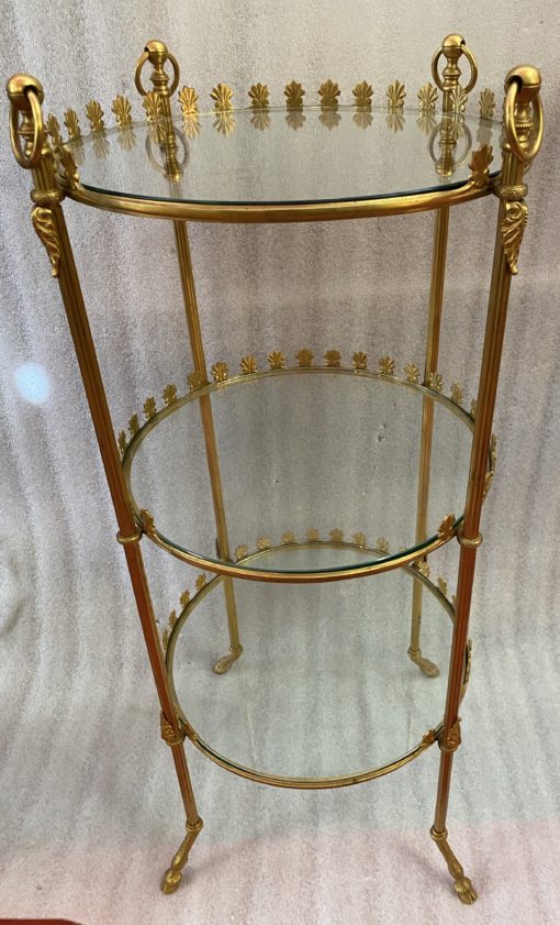 1950/70' Round Bronze Servant 3 Trays In The Style Weisweiler