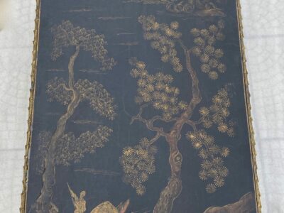 1970′ Coffee Table In The Style Of Maison Baguès Palm Tree Decor Chinese Lacquer 107.5 x 47 x H 41.5 cm