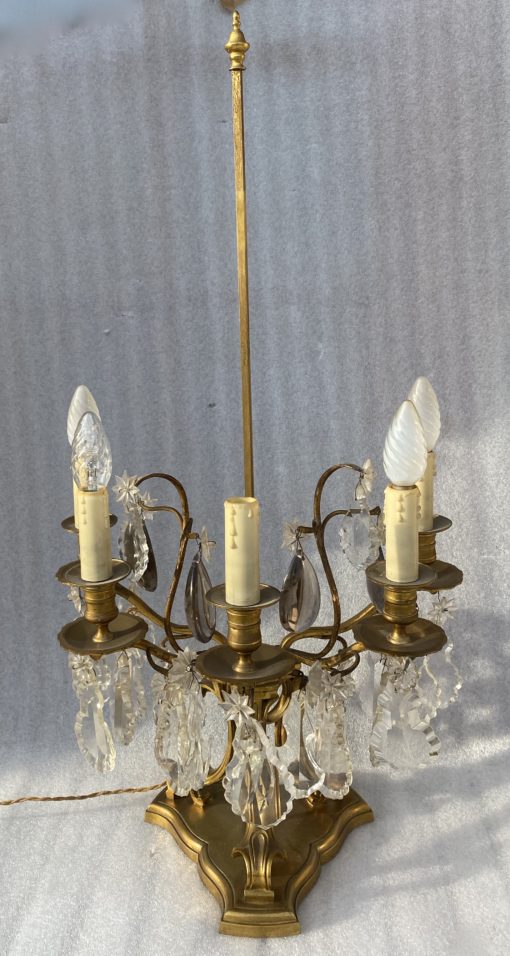 1950′ Bronze Girandole Lamp 5 Arms Pampilles H 82 cm - Image 10