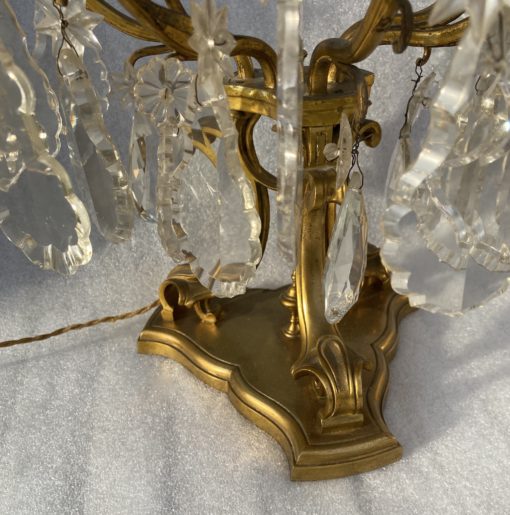 1950′ Bronze Girandole Lamp 5 Arms Pampilles H 82 cm - Image 8