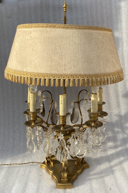 1950′ Bronze Girandole Lamp 5 Arms Pampilles H 82 cm