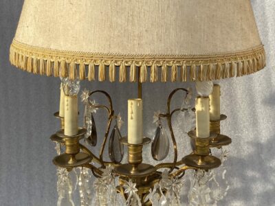 1950′ Bronze Girandole Lamp 5 Arms Pampilles H 82 cm