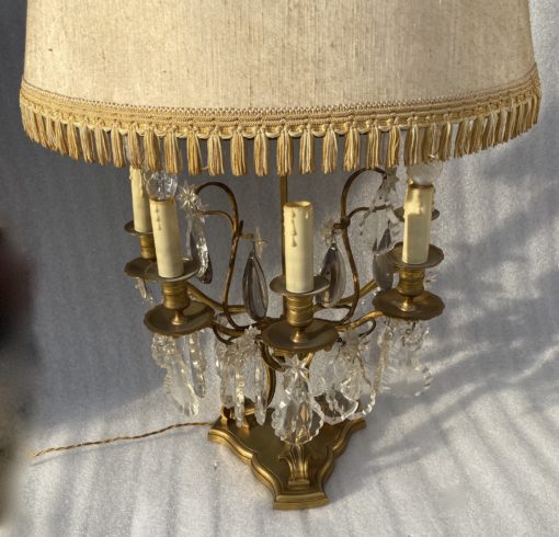 1950′ Bronze Girandole Lamp 5 Arms Pampilles H 82 cm - Image 3