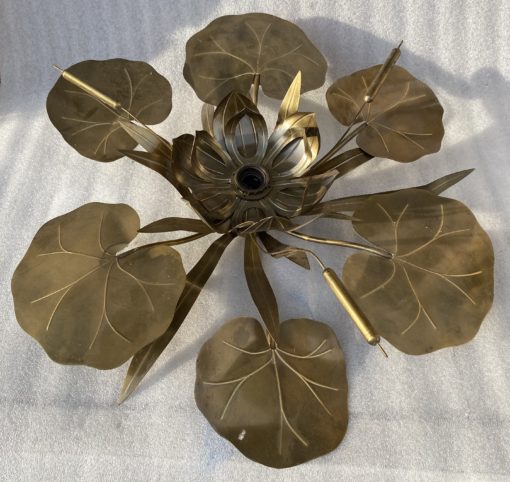 1970′ Wall Lamp Or Ceiling Lamp Au Foliage DLG Maison Jansen in Brass 1 Bulb Diameter 71 cm