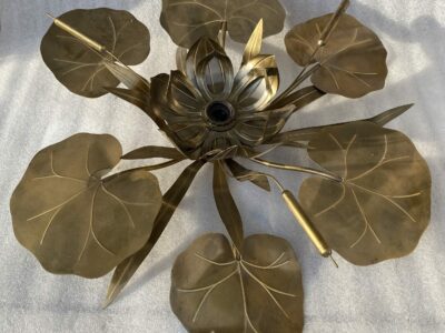 1970′ Wall Lamp Or Ceiling Lamp Au Foliage DLG Maison Jansen in Brass 1 Bulb Diameter 71 cm