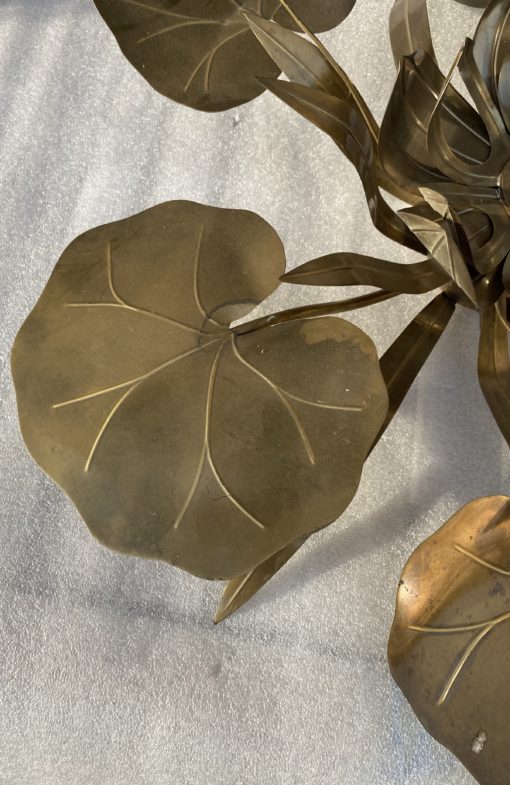 1970′ Wall Lamp Or Ceiling Lamp Au Foliage DLG Maison Jansen in Brass 1 Bulb Diameter 71 cm - Image 6