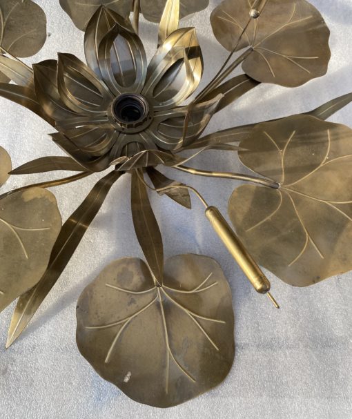 1970′ Wall Lamp Or Ceiling Lamp Au Foliage DLG Maison Jansen in Brass 1 Bulb Diameter 71 cm - Image 5