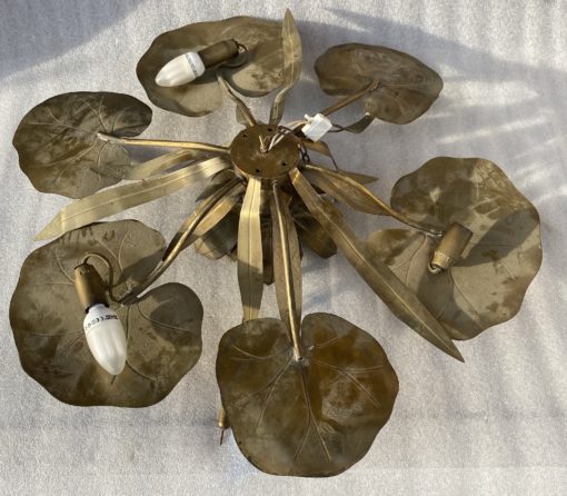 1970′ Wall Lamp Or Ceiling Lamp Au Foliage DLG Maison Jansen in Brass 1 Bulb Diameter 71 cm - Image 4