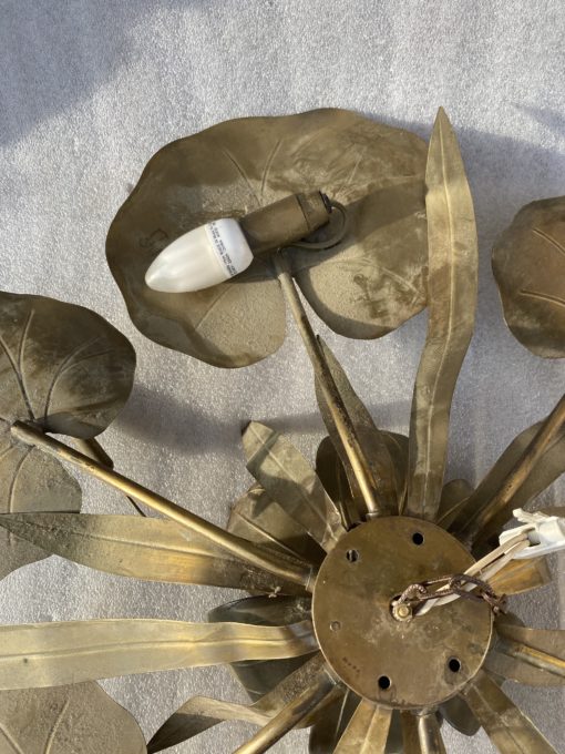 1970′ Wall Lamp Or Ceiling Lamp Au Foliage DLG Maison Jansen in Brass 1 Bulb Diameter 71 cm - Image 3