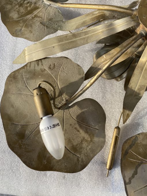 1970′ Wall Lamp Or Ceiling Lamp Au Foliage DLG Maison Jansen in Brass 1 Bulb Diameter 71 cm - Image 2