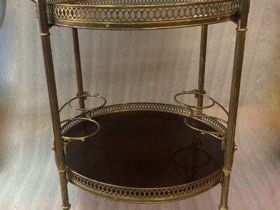 1950/70 Maison Jansen Round Rolling Service In Mahogany And Gilt Bronze