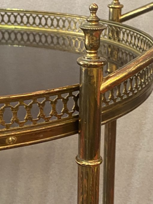 1950/70 Desserte Roulante Ronde Maison Jansen En Acajou Et Bronze Doré – Image 8