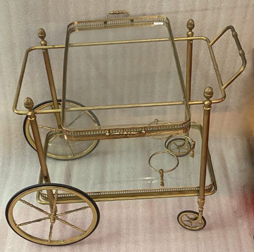 1950/70 Desserte Roulante Maison Jansen En Laiton  Et Bronze  Doré – Image 6