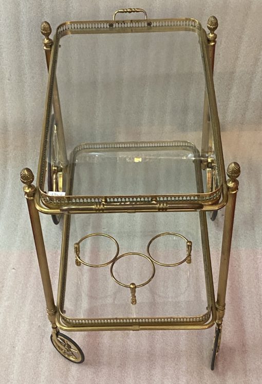 1950/70 Desserte Roulante Maison Jansen En Laiton  Et Bronze  Doré – Image 3