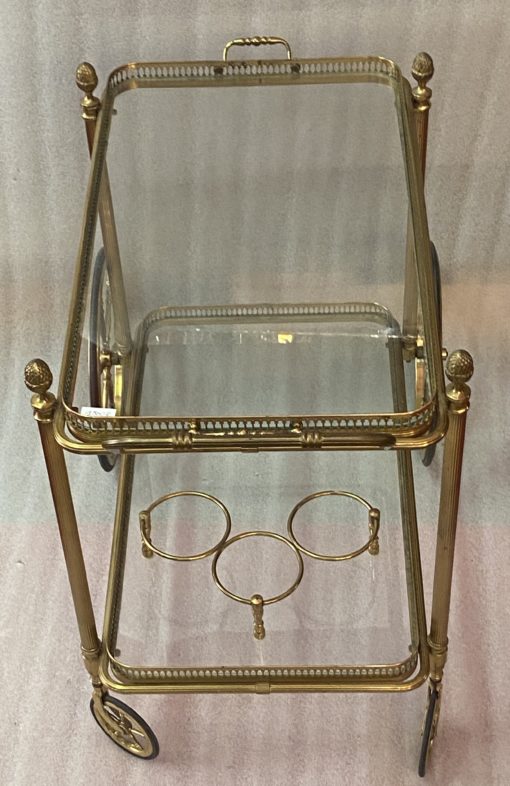 1950/70 Desserte Roulante Maison Jansen En Laiton  Et Bronze  Doré