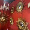 1950/70 ‘ Miroir soleil Convexe, Bois Doré – Diamètre 69 cm – Image 15