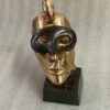 1970/80 Visage Masqué En Bronze , Sculpture Signée LOHE