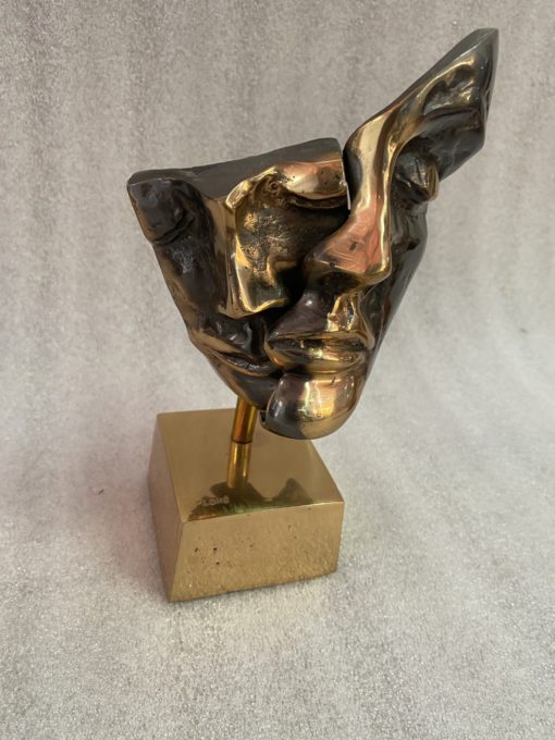 1970/80 Sculpture With 2 Bronze Faces Signed LOHE - Image 6