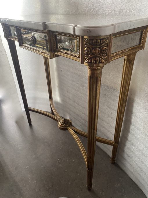 1970′ Console In Golden Wood Style Louis 16 + Mirror - Image 15