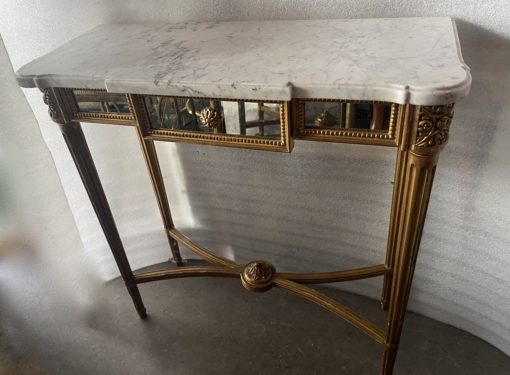 1970′ Console In Golden Wood Style Louis 16 + Mirror - Image 14