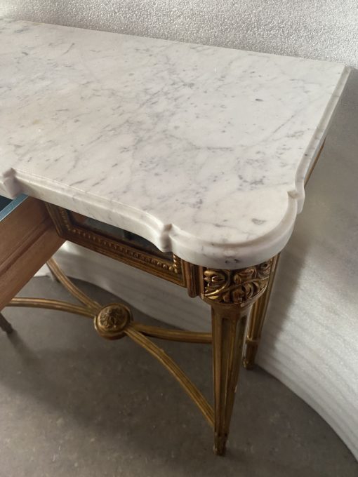 1970′ Console In Golden Wood Style Louis 16 + Mirror - Image 12